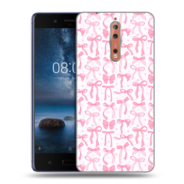 Пластиковый чехол на Nokia 8 с принтом Розовые бантики Пластиковый чехол на Nokia 8 с принтом Розовые бантики