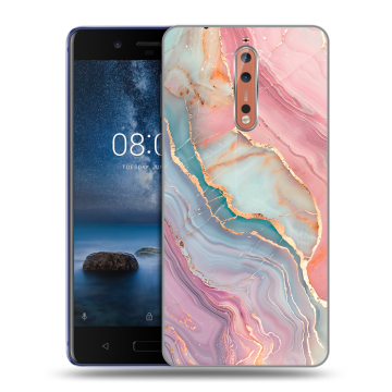 Пластиковый чехол на Nokia 8 с принтом розовый мрамор Пластиковый чехол на Nokia 8 с принтом розовый мрамор