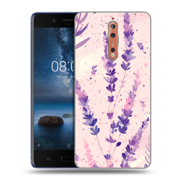 Пластиковый чехол на Nokia 8 с принтом цветы лаванда Пластиковый чехол на Nokia 8 с принтом цветы лаванда