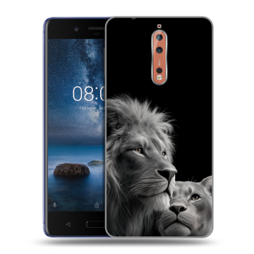 Пластиковый чехол на Nokia 8 с принтом Лев кошки Пластиковый чехол на Nokia 8 с принтом Лев кошки