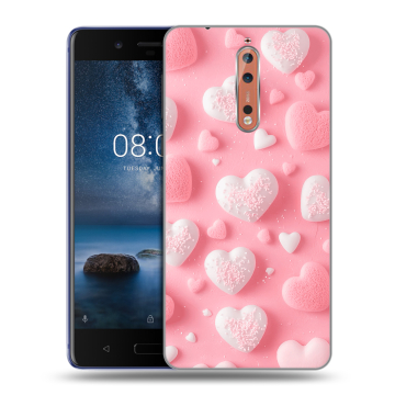Пластиковый чехол на Nokia 8 с принтом Сердечки Пластиковый чехол на Nokia 8 с принтом Сердечки