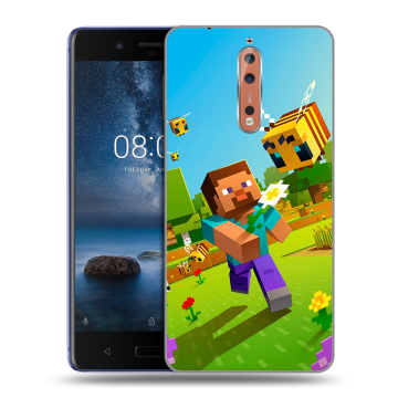 Пластиковый чехол на Nokia 8 с принтом Майнкрафт Minecraft