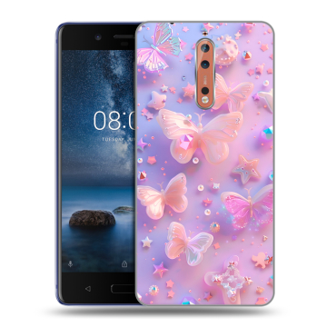 Пластиковый чехол на Nokia 8 с принтом Бабочки