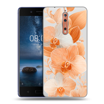 Пластиковый чехол на Nokia 8 с принтом Бежевые цветы Пластиковый чехол на Nokia 8 с принтом Бежевые цветы