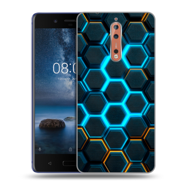 Пластиковый чехол на Nokia 8 с принтом Неоновые соты Пластиковый чехол на Nokia 8 с принтом Неоновые соты