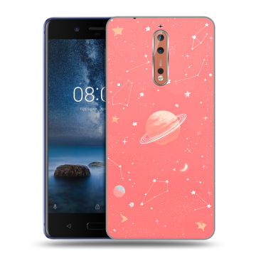 Пластиковый чехол на Nokia 8 с принтом Розовый космос Пластиковый чехол на Nokia 8 с принтом Розовый космос