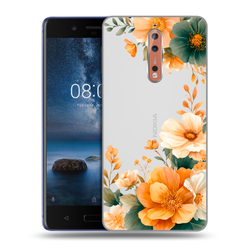 Пластиковый чехол на Nokia 8 с принтом Цветы принт Пластиковый чехол на Nokia 8 с принтом Цветы принт
