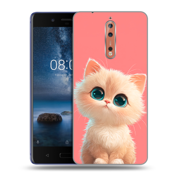 Пластиковый чехол на Nokia 8 с принтом Розовый котенок Пластиковый чехол на Nokia 8 с принтом Розовый котенок