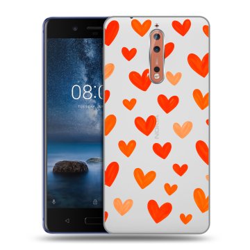 Пластиковый чехол на Nokia 8 с принтом Сердечки Пластиковый чехол на Nokia 8 с принтом Сердечки