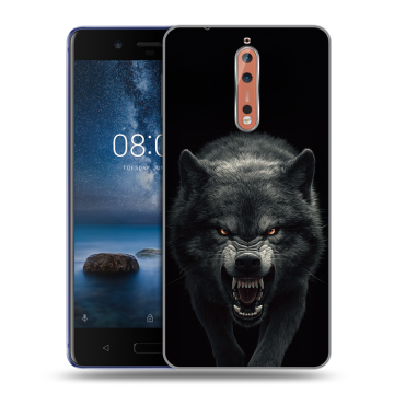 Пластиковый чехол на Nokia 8 с принтом Волк