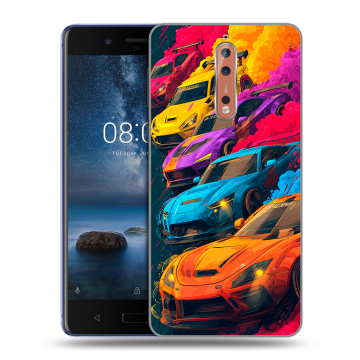 Пластиковый чехол на Nokia 8 с принтом Тачки