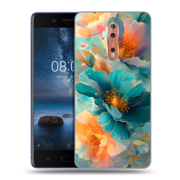 Пластиковый чехол на Nokia 8 с принтом Цветы