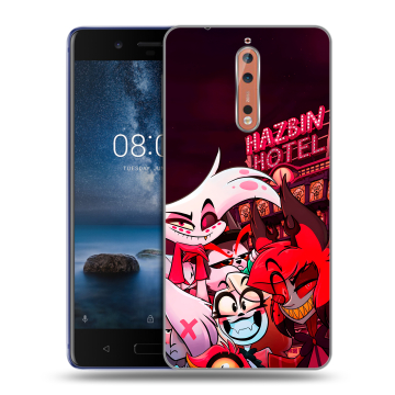 Пластиковый чехол на Nokia 8 с принтом Hazbin Hotel Отель Хазбин