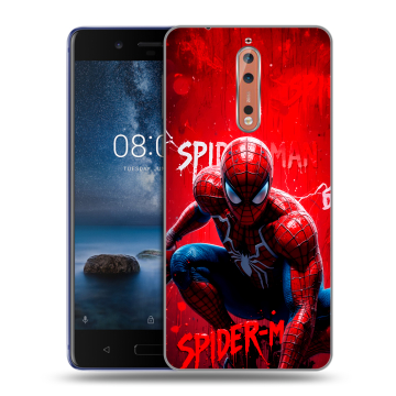 Пластиковый чехол на Nokia 8 с принтом Spiderman Человек паук Пластиковый чехол на Nokia 8 с принтом Spiderman Человек паук