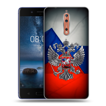 Пластиковый чехол на Nokia 8 с принтом Флаг России Пластиковый чехол на Nokia 8 с принтом Флаг России