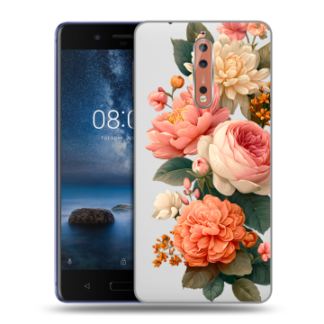 Пластиковый чехол на Nokia 8 с принтом цветы Пластиковый чехол на Nokia 8 с принтом цветы