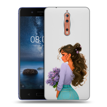 Пластиковый чехол на Nokia 8 с принтом девушка цветы Пластиковый чехол на Nokia 8 с принтом девушка цветы