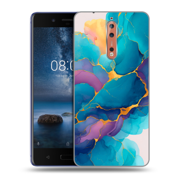 Пластиковый чехол на Nokia 8 с принтом Мрамор блестки Пластиковый чехол на Nokia 8 с принтом Мрамор блестки