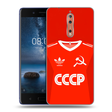Пластиковый чехол на Nokia 8 с принтом Флаг Герб СССР Пластиковый чехол на Nokia 8 с принтом Флаг Герб СССР