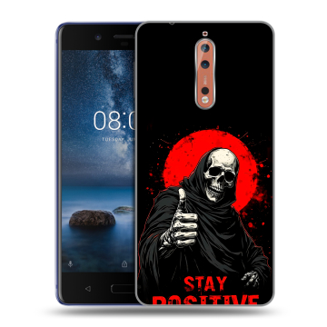 Пластиковый чехол на Nokia 8 с принтом смешной скелет Пластиковый чехол на Nokia 8 с принтом смешной скелет