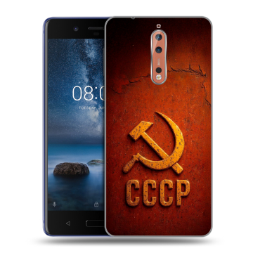 Пластиковый чехол на Nokia 8 с принтом Флаг Герб СССР Пластиковый чехол на Nokia 8 с принтом Флаг Герб СССР