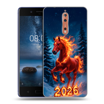 Пластиковый чехол на Nokia 8 с принтом Новый год коня Пластиковый чехол на Nokia 8 с принтом Новый год коня
