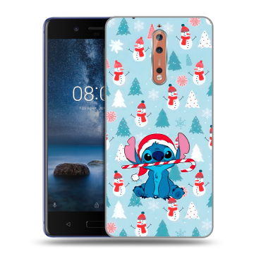 Пластиковый чехол на Nokia 8 с принтом Стич Новый год Пластиковый чехол на Nokia 8 с принтом Стич Новый год