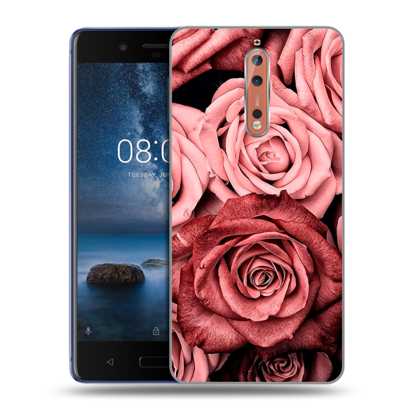 Пластиковый чехол на Nokia 8 с принтом Цветы розы Пластиковый чехол на Nokia 8 с принтом Цветы розы
