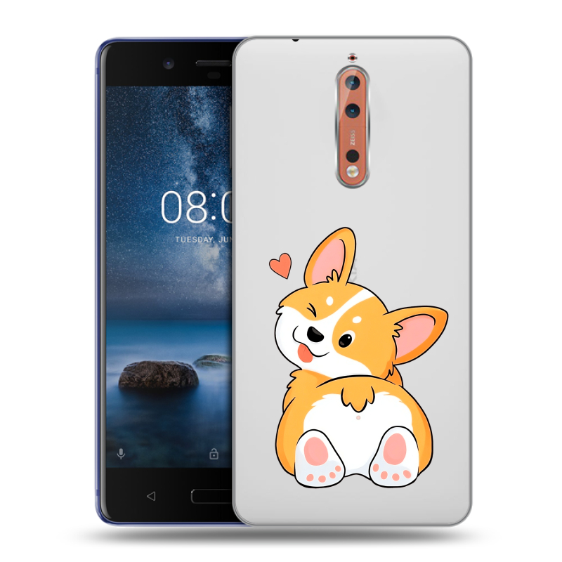 Пластиковый чехол на Nokia 8 с принтом Корги Пластиковый чехол на Nokia 8 с принтом Корги