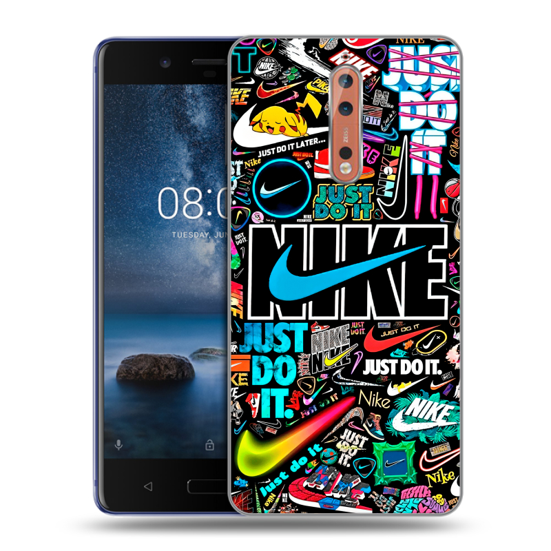 Пластиковый чехол на Nokia 8 с принтом найк nike черный Пластиковый чехол на Nokia 8 с принтом найк nike черный