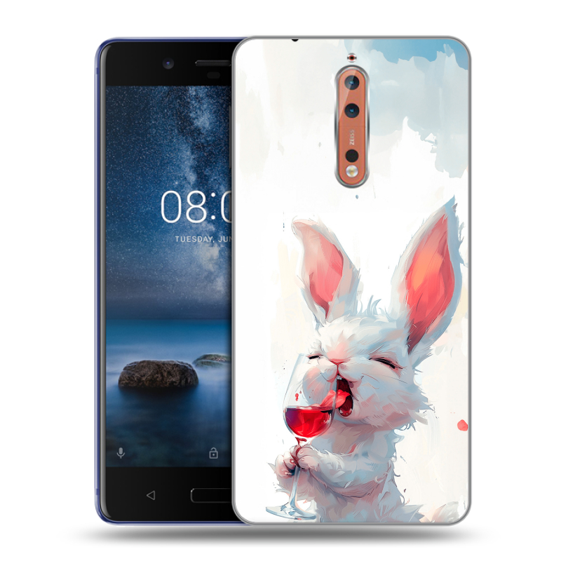 Пластиковый чехол на Nokia 8 с принтом кролик зайчик Пластиковый чехол на Nokia 8 с принтом кролик зайчик