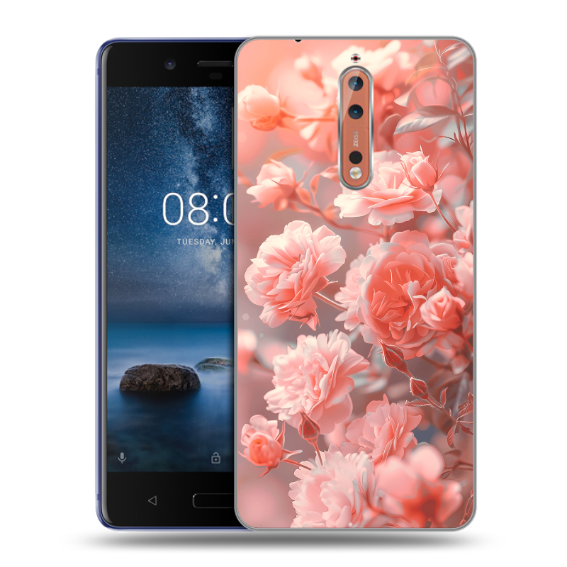 Пластиковый чехол на Nokia 8 с принтом Розы цветы Пластиковый чехол на Nokia 8 с принтом Розы цветы
