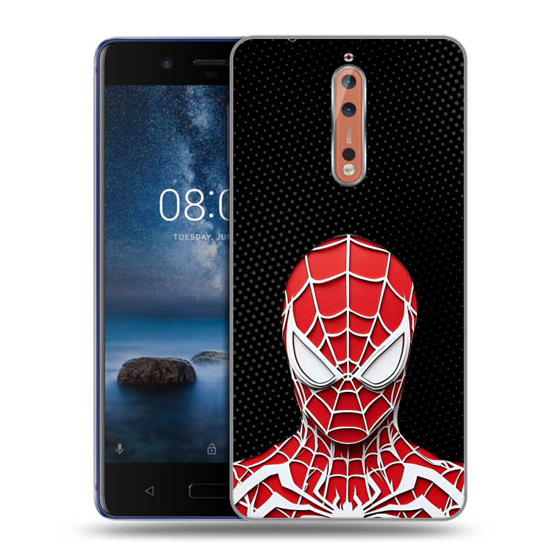 Пластиковый чехол на Nokia 8 с принтом человек паук spiderman Пластиковый чехол на Nokia 8 с принтом человек паук spiderman