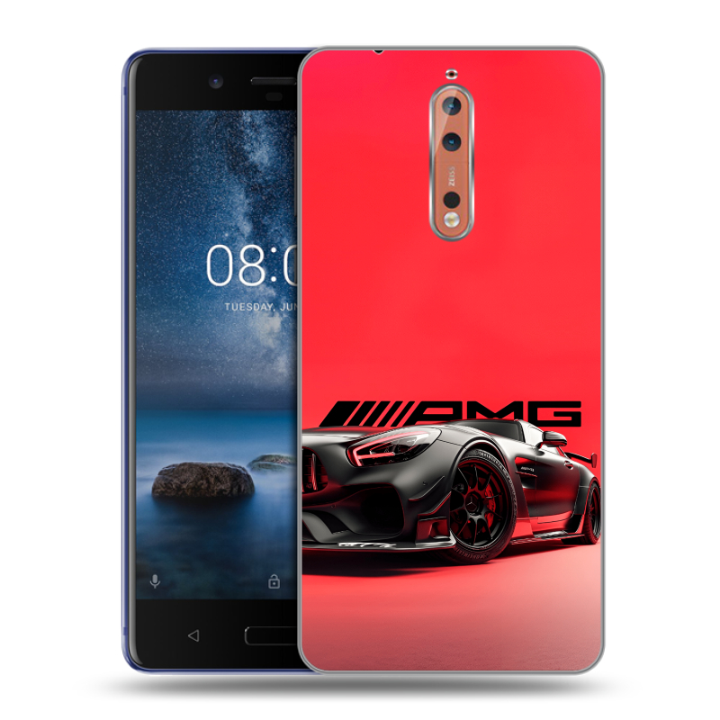 Пластиковый чехол на Nokia 8 с принтом Мерседес Mercedes AMG Пластиковый чехол на Nokia 8 с принтом Мерседес Mercedes AMG
