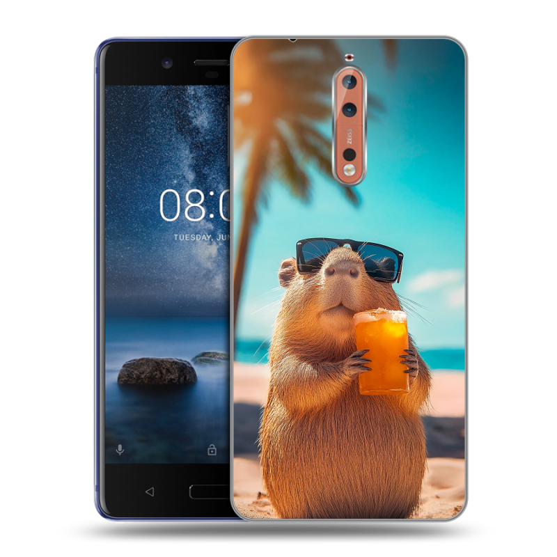 Пластиковый чехол на Nokia 8 с принтом Капибара Пластиковый чехол на Nokia 8 с принтом Капибара