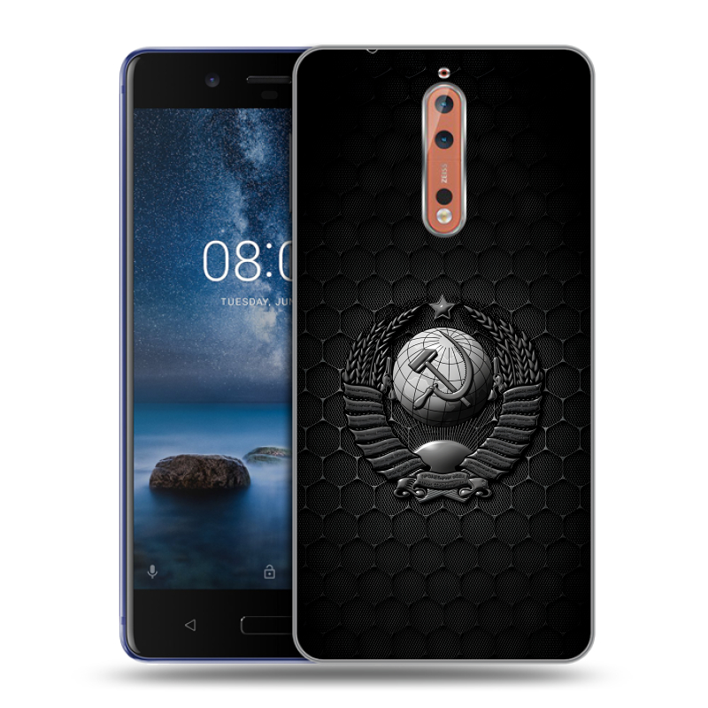 Пластиковый чехол на Nokia 8 с принтом Герб Флаг СССР Пластиковый чехол на Nokia 8 с принтом Герб Флаг СССР