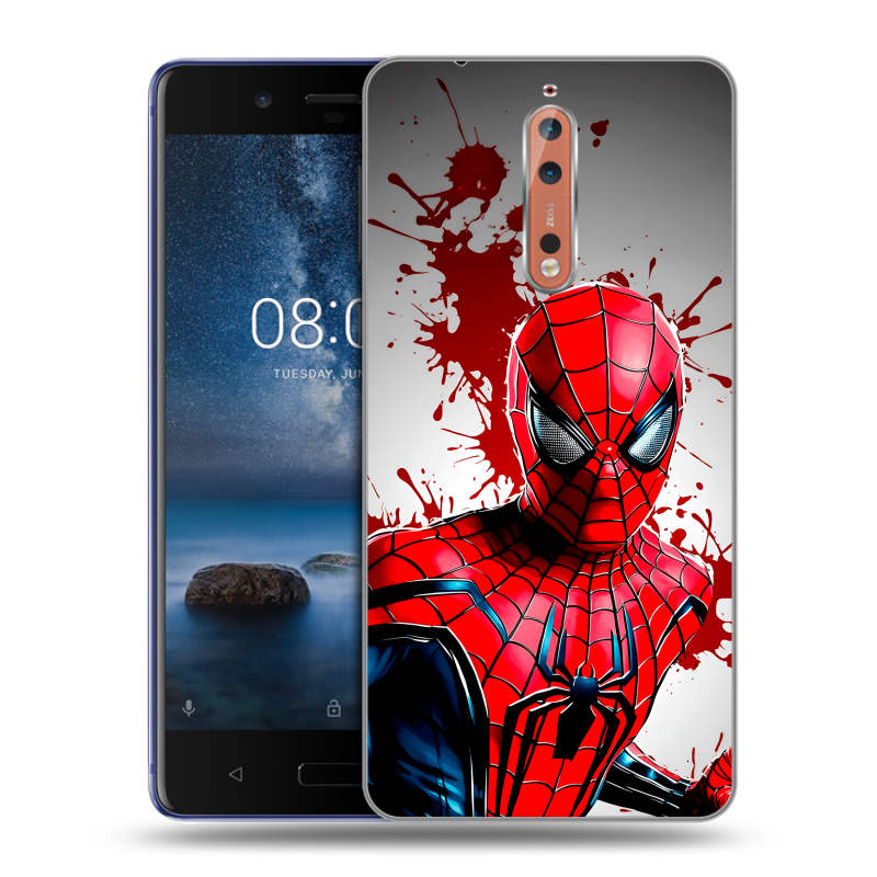 Пластиковый чехол на Nokia 8 с принтом Spiderman Человек паук Пластиковый чехол на Nokia 8 с принтом Spiderman Человек паук