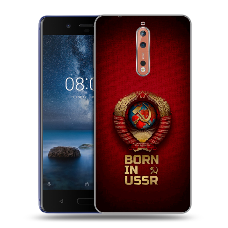 Пластиковый чехол на Nokia 8 с принтом Флаг Герб СССР Пластиковый чехол на Nokia 8 с принтом Флаг Герб СССР