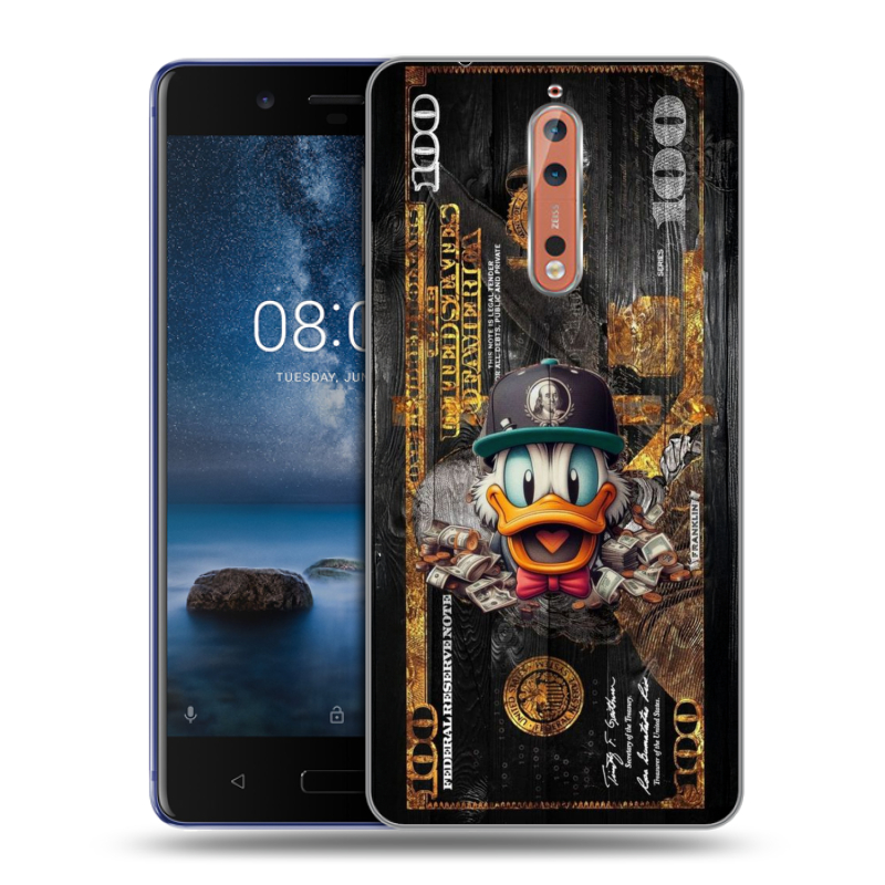Пластиковый чехол на Nokia 8 с принтом Дональд Дак Доллар Пластиковый чехол на Nokia 8 с принтом Дональд Дак Доллар