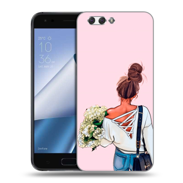 Силиконовый чехол на ASUS ZenFone 4 ZE554KL с принтом Девушка и букет Силиконовый чехол на ASUS ZenFone 4 ZE554KL с принтом Девушка и букет