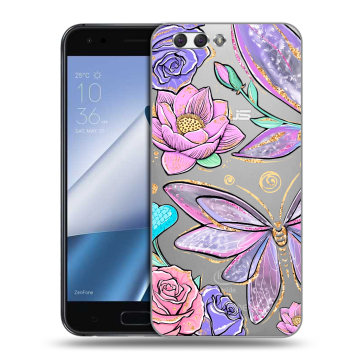 Силиконовый чехол на ASUS ZenFone 4 ZE554KL с принтом Бабочки и цветы