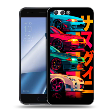 Силиконовый чехол на ASUS ZenFone 4 ZE554KL с принтом Гоночные машины