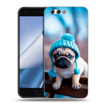 Силиконовый чехол на ASUS ZenFone 4 ZE554KL с принтом Мопс в шапке