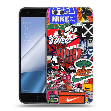 Силиконовый чехол на ASUS ZenFone 4 ZE554KL с принтом Найк Nike яркий