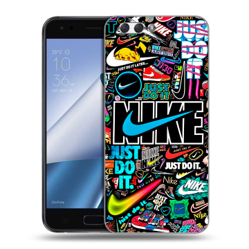 Силиконовый чехол на ASUS ZenFone 4 ZE554KL с принтом найк nike черный Силиконовый чехол на ASUS ZenFone 4 ZE554KL с принтом найк nike черный