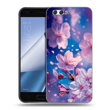 Силиконовый чехол на ASUS ZenFone 4 ZE554KL с принтом цветы бабочки