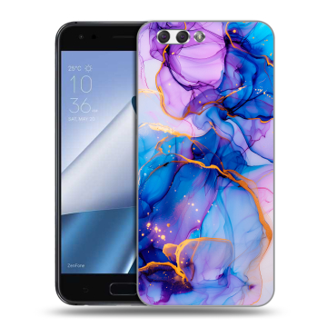 Силиконовый чехол на ASUS ZenFone 4 ZE554KL с принтом синий мрамор