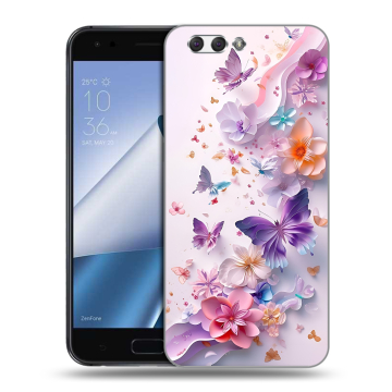 Силиконовый чехол на ASUS ZenFone 4 ZE554KL с принтом цветы бабочки