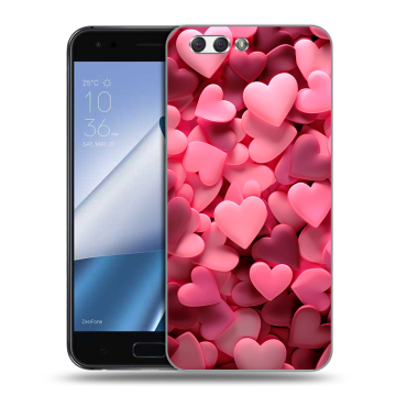 Силиконовый чехол на ASUS ZenFone 4 ZE554KL с принтом розовые сердечки