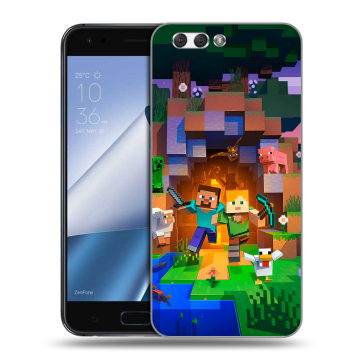Силиконовый чехол на ASUS ZenFone 4 ZE554KL с принтом Майнкрафт Minecraft Силиконовый чехол на ASUS ZenFone 4 ZE554KL с принтом Майнкрафт Minecraft